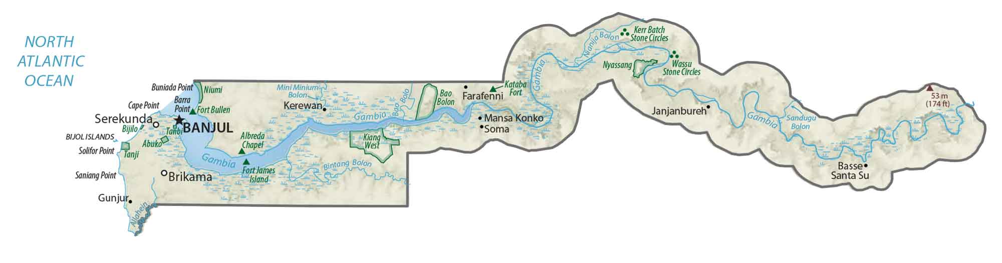 Gambia Physical Map